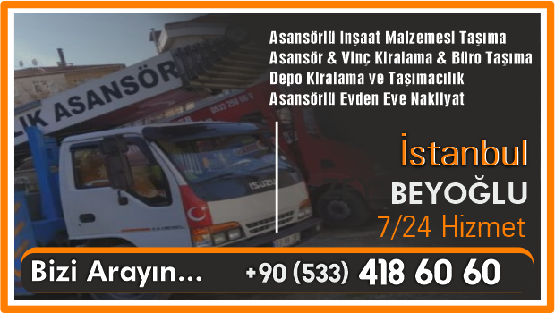 İstanbul Beyoğlu Asansör Kiralama Vinç Nakliyat Asansörü Kirala