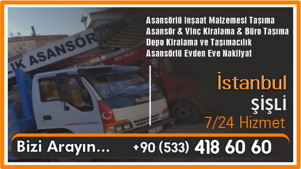 İstanbul Şişli Asansör Kiralama Vinç Nakliyat Asansörü Kirala